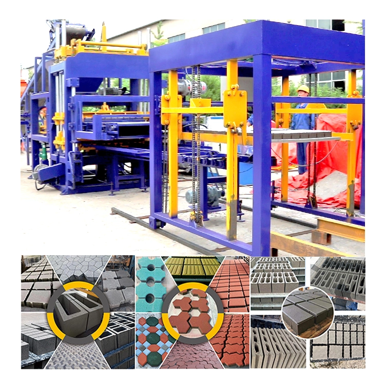 QT5-15 Concrete Hollow Block Brick Making Machine Paving Block Paving Vibration Method Construction