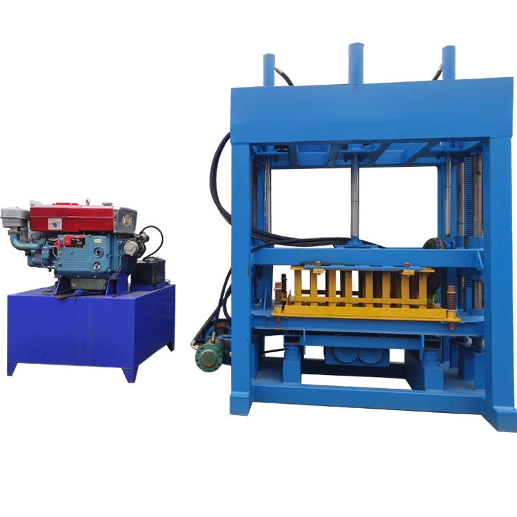 QT4-30 Diesel engine concrete block and interlocking brick making machine with hydraulic station