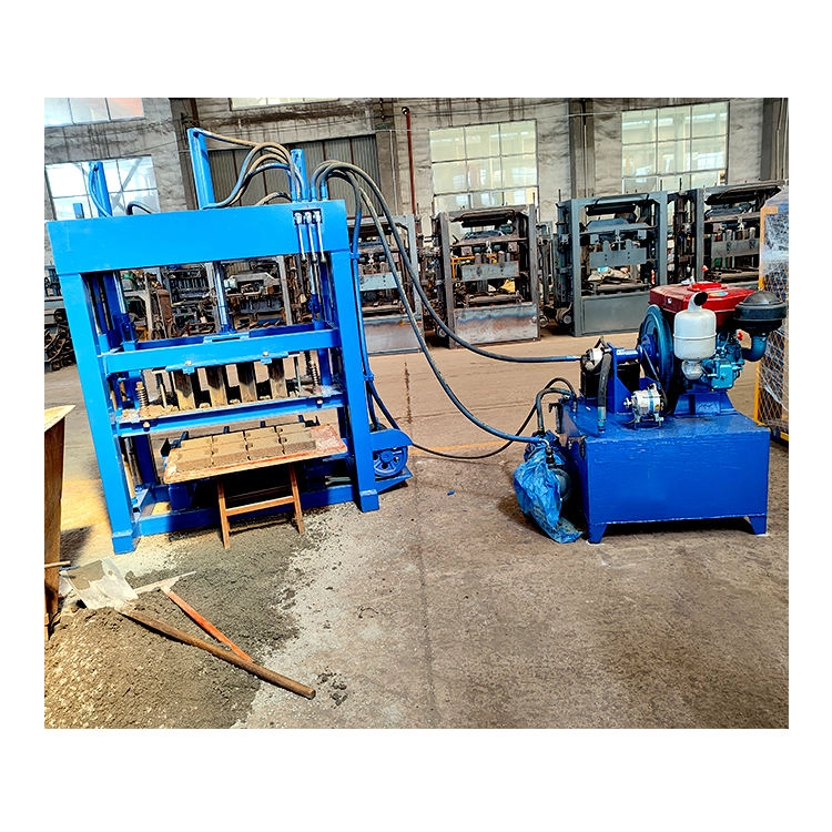 QT4-30 Diesel engine concrete block and interlocking brick making machine with hydraulic station
